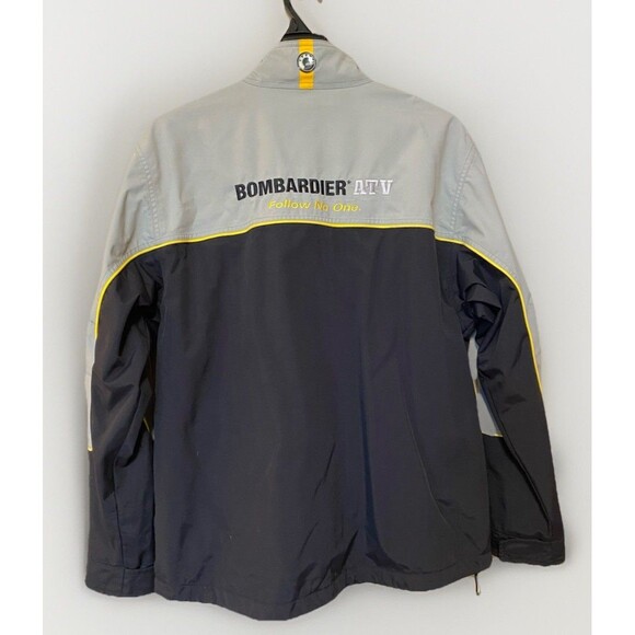 Bombardier ATV Riding Follow No One Jacket Sz L Fleece Lined RPM BRP Black Gray - Picture 3 of 11